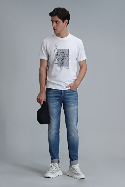 Lufian Nally Modern Grafik T- Shirt Beyaz