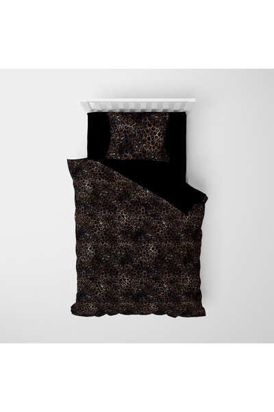 MonoHome Red Leopard Print Single 100% Cotton Satin Duvet Cover Set