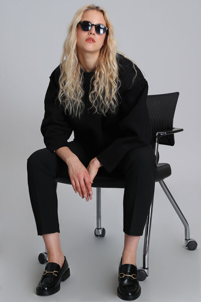 Lufian Selın Γυναικείο πλεκτό φούτερ μαύρο