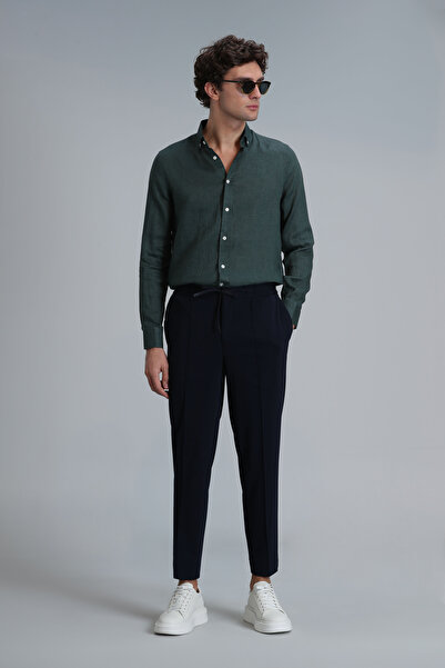 Lufian Pitaya Erkek Keten Gömlek Comfort Fit Yeşil
