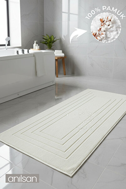 Anılsan Alora Bej Великий килимок для ніг - 60x130 см, 690 г, 100% бавовна, килимок для спа-салону та готелю