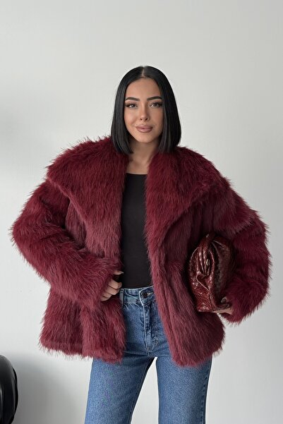ALFUDO Moda Collection Short Imported Front Closure Collared Fur Jacket Coat