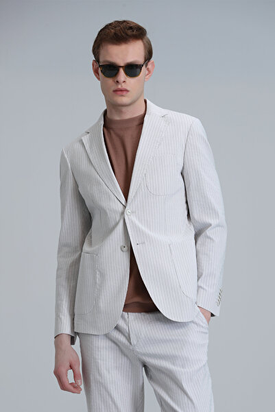 Lufian Cosby Spor Erkek Blazer Ceket Slim Fit Bej