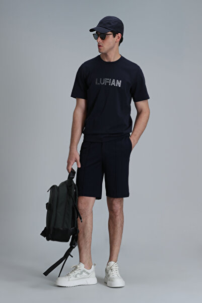 Lufian Μπλουζάκι Benjamin Modern Graphic Navy Blue