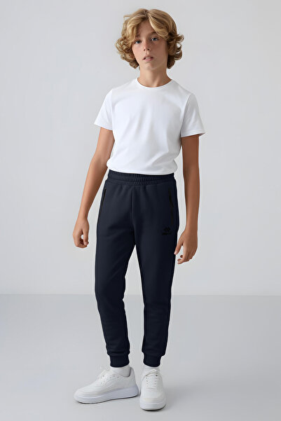 TOMMY LIFE Lacivert Fermuarlı Standart Fit İnce Erkek Çocuk Eşofman Alt - 64042