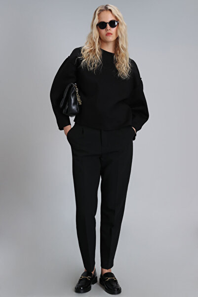 Lufian Selın Kadın Örme Sweatshırt Siyah