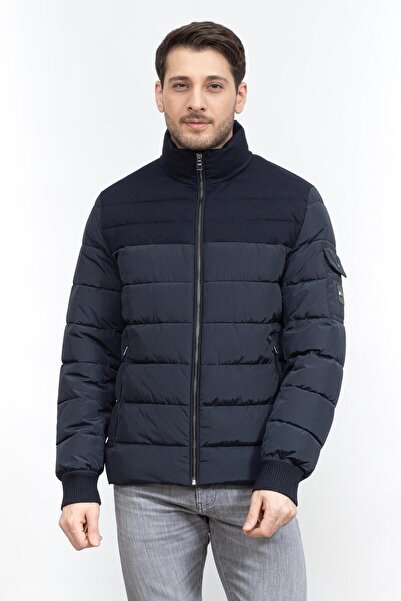 BOSS Erkek Logolu Fermuar Kapamalı Cepli Kışlık Lacivert Mont 50499796-404