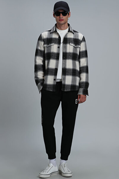 Lufian Cămașă de bază pentru bărbați Farmer Comfort Slim Fit, neagră