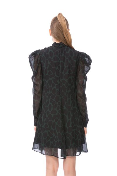 GİZİA Dik Yaka Haki Mini Elbise