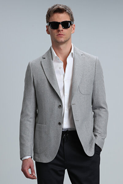 Lufian Gabrıel Spor Erkek Blazer Ceket Slim Fit Gri