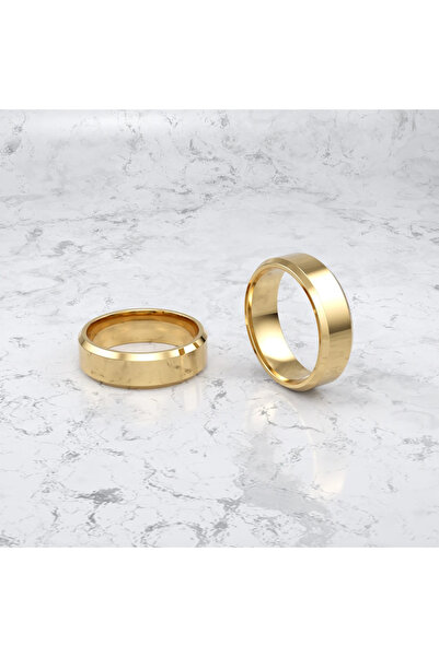 deren gümüş 5mm Altın Renk Gümüş Alyans – 925 Ayar Bay Uyumlu Kenar Pahlı