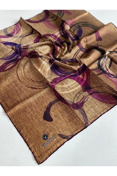 Vissona Μεταξωτό Φουλάρι Tivil 7405 - 0004 - 0026 Μπεζ Μοτίβο Μαργαριταρισμένο