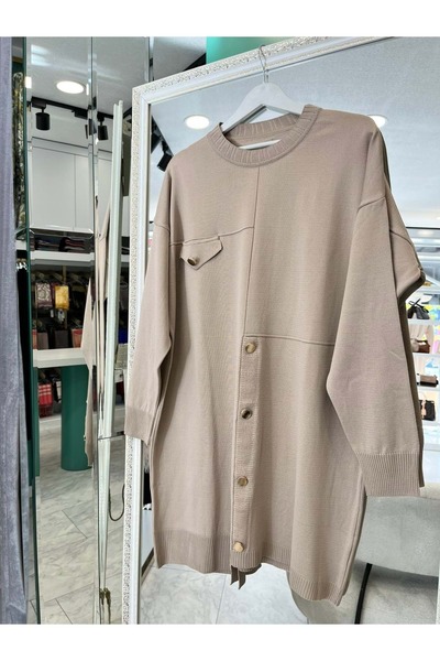 MERAM BUTİK Adn Thin Knit Tunic with Button Detail - Light Viscosa - 1