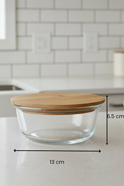 Home Selora Glass Bamboo Vacuum Storage Container with Lid 620 ml