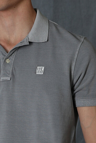 Lufian Men's Gray Polo Collar Vernon Sports T-Shirt