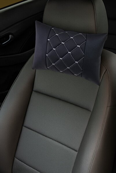 Quilted Patterned Auto Neck Pillow(WITH WHITE STITCHING)