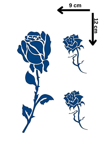 Barly 30 Gün / 1 Ay Kalıcı Gül Figürlü 12 Saat Sonra Kararan Geçici Dövme Tattoo