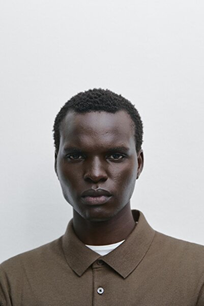 Massimo Dutti %100 merinos yün triko polo yaka kazak