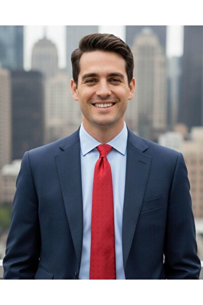 1001 Kravat Minimal Square Patterned 7.5 cm Wide Red Colored Satin Silk Tie