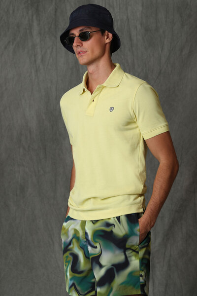 Lufian Ανδρικό μπλουζάκι Laon Sports Polo με λαιμόκοψη κίτρινο