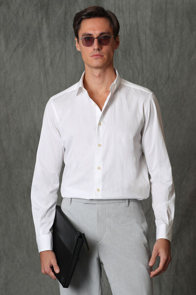 Lufian Ανδρικό έξυπνο πουκάμισο Simon Comfort Fit White