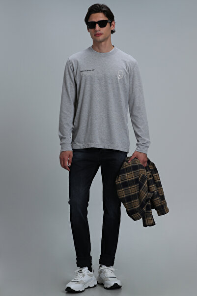 Lufian Magnus Erkek Uzun Kol Tişört Açık Gri