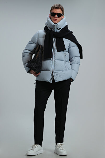 Lufian Tommy Kaz Tüyü Erkek Mont Mavi