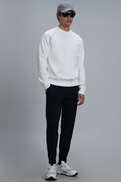 Lufian Bert Erkek Sweatshirt Kırık Beyaz