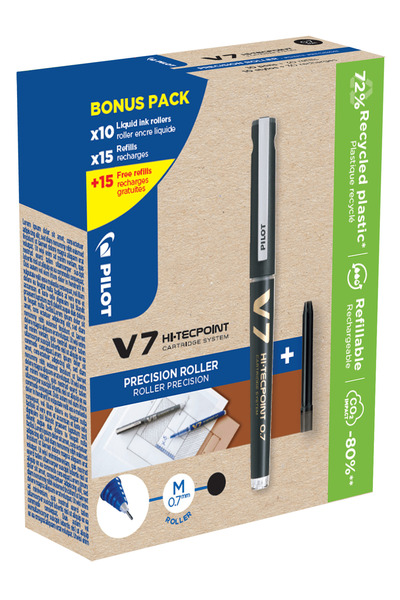 Pilot Set de 10 roll-on-uri Begreen V7 0.7 negre + 10 seturi x 3 rezerve