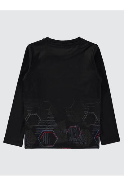 Civil Boys Geometric Pattern Printed 6-9 Years Old Sweatshirt - Black 8-9 Yea...