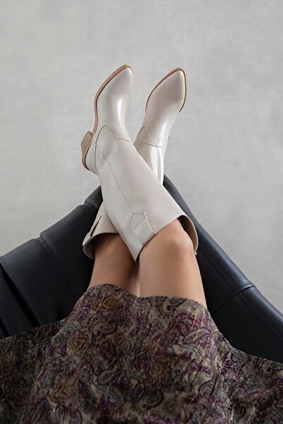 STRASWANS Andrew Women's Beige Leather Boots - Skin