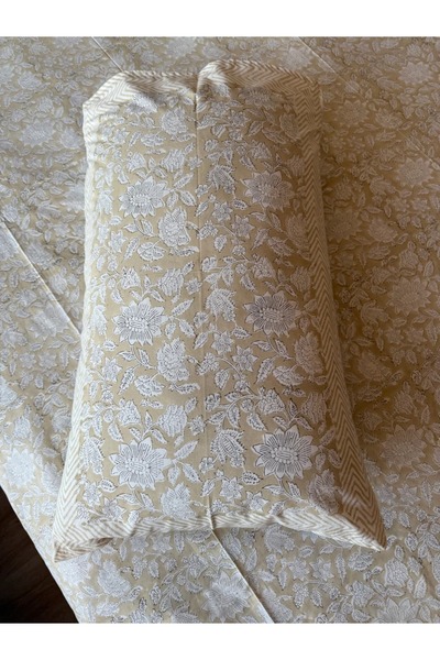 SARAS LABEL Heritage Block Print 100% Cotton Percale Bedsheet with 2 Pillowcases