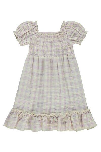 Civil Girls Plaid Patterned Dress for Ages 6-9 - Lilac7-8 Years