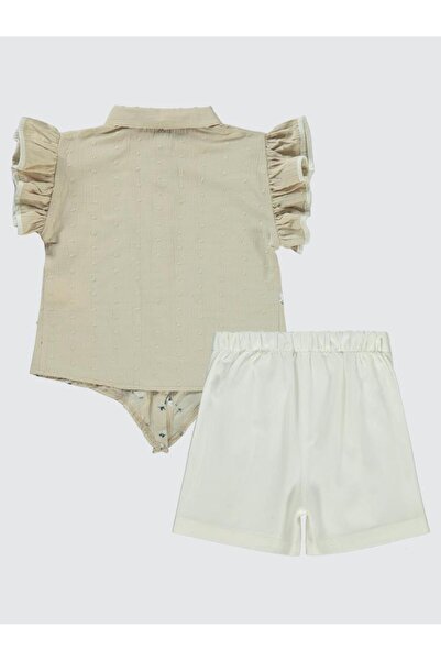 Civil Girls Flower Printed 2-5 Years Old Set - Beige4-5 Years Old