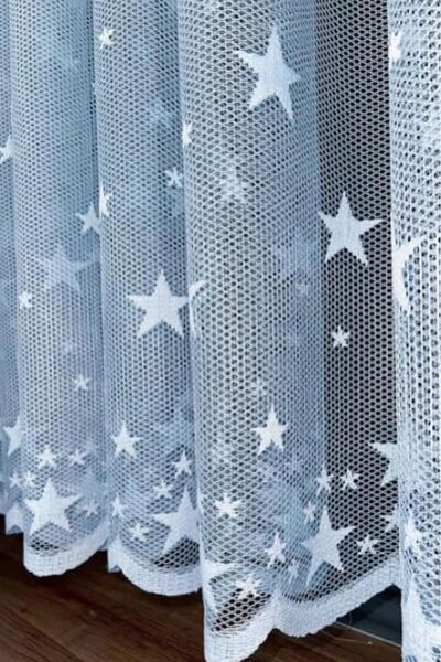 Buem Yıldız Tül Çocuk Odası 1 \ 3 Sık Pileli Yıldız Tül Perde Ütü İstemez Fon, Perde ,Tül, Blackout,