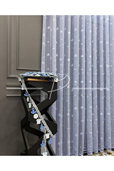 Buem Yıldız Tül Çocuk Odası 1 \ 3 Sık Pileli Yıldız Tül Perde Ütü İstemez Fon, Perde ,Tül, Blackout,