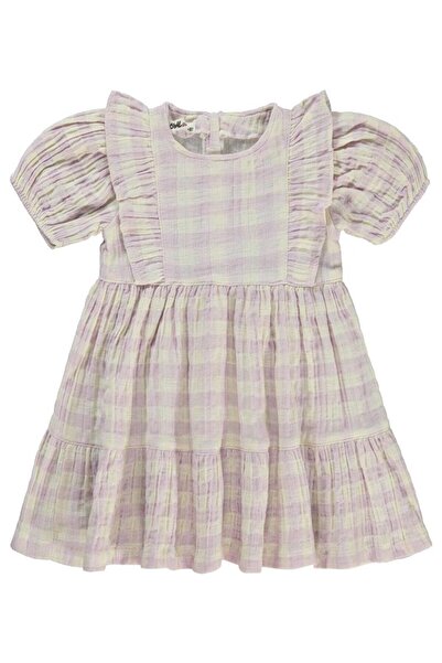 Civil Girls Ekose Desenli 2-5 Yaş Elbise - Lila 4-5 Yaş