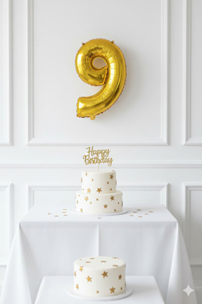 Deniz Party Store Gold Folyo Balon ( 9 ) Dokuz Rakamı 36 - 40 Cm