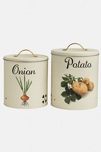 decorev Metal Patates Soğan Kovası DC-6755 KREM Hava Delikli