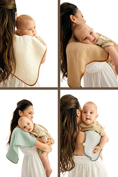 miniboni Emici Pamuklu 4’lü Müslin Bebek Omuz ve Ter Bezi Seti