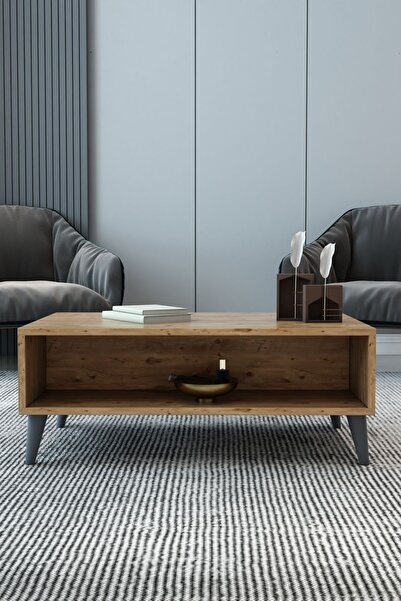 izcodesign Roma Raflı Kahverengi Orta Sehpa – Modern Dikdörtgen Salon Sehpası...