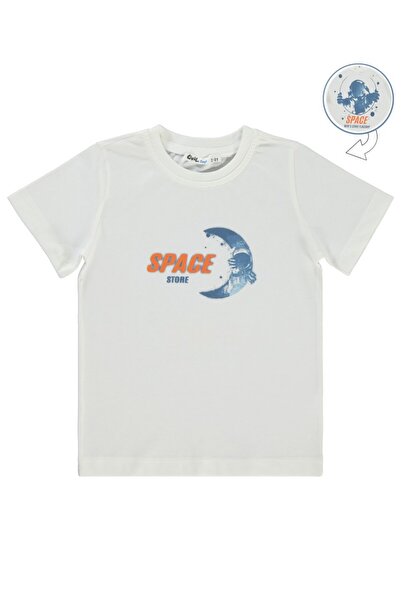 Civil Boys Space Store με τύπωμα Μπλουζάκι για Παιδιά 2-5 Ετών - Εκρού