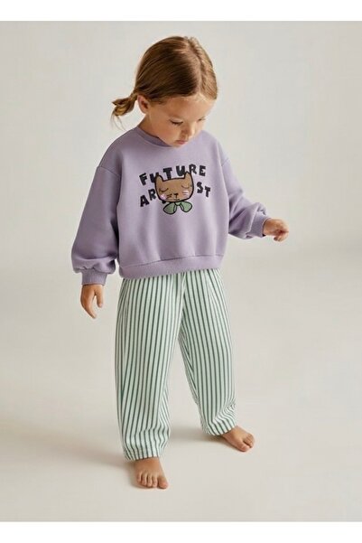 Daisy Dolly Kız Çocuk Kabartma Kedi Detaylı 3 İplik Şardonsuz Takım