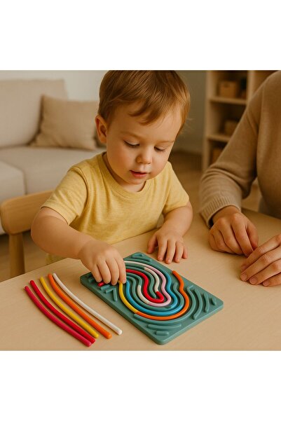 silcap silicone Tırtıl Yolu–Kıvır, Tak, Oyna, Silikon Beceri Panosu, Duyusal Aktivite, Odaklanma, Fidget