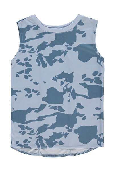 Civil Boys تي شيرت بنمط مموه مطبوع بدون أكمام للأعمار من 6 إلى 9 سنوات - رماد...