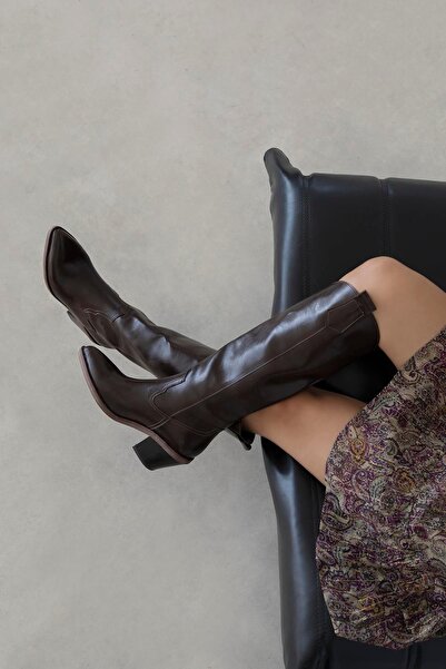 STRASWANS Andrew Kadın Cilt Deri Çizme Kahve