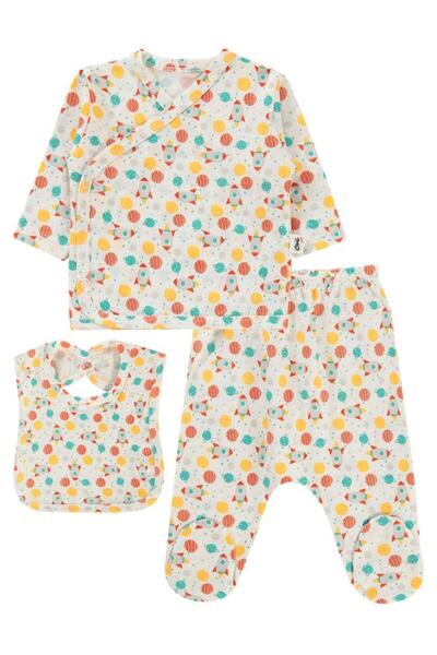 Civil Baby Standart Erkek Bebek Zıbın Takımı 0-1 Ay Ekru