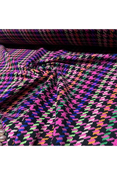 Yaren Ülker Tüvit Şanel Kumaş Çift En (En 150 cm) %100 Pamuk Dokuma Kazayağı Desen Pembe