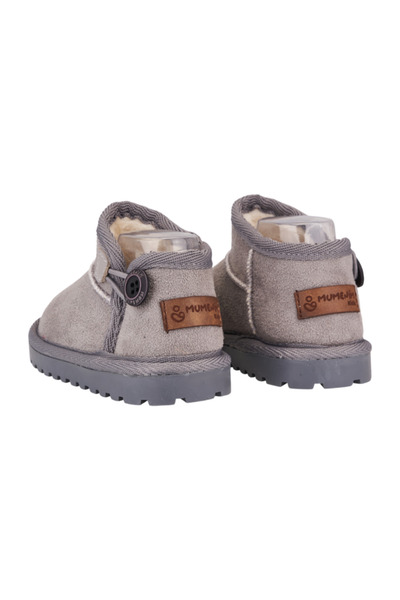 Mumenim Kodiaq Unisex Çocuk Bebek Botu Ortopedik Kaymaz Taban İçi Kürklü Süet Kışlık Kar Botu Gri