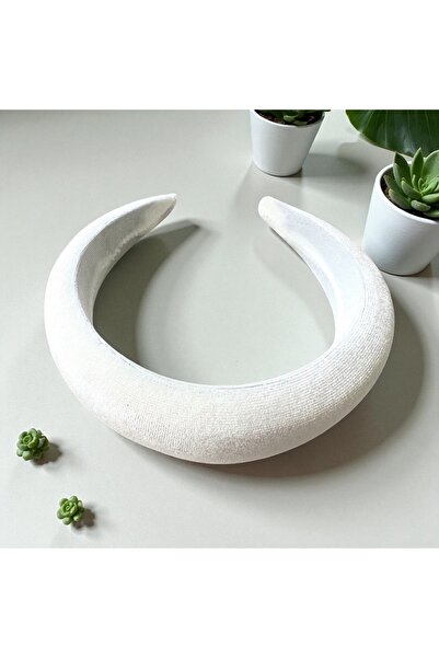 alsaccessories Coroană de păr drept umplută de culoare alb catifea